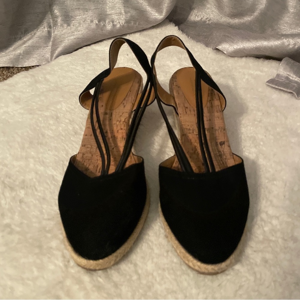 Next Forever Comfort Black Espadrille Short Heel Wedges